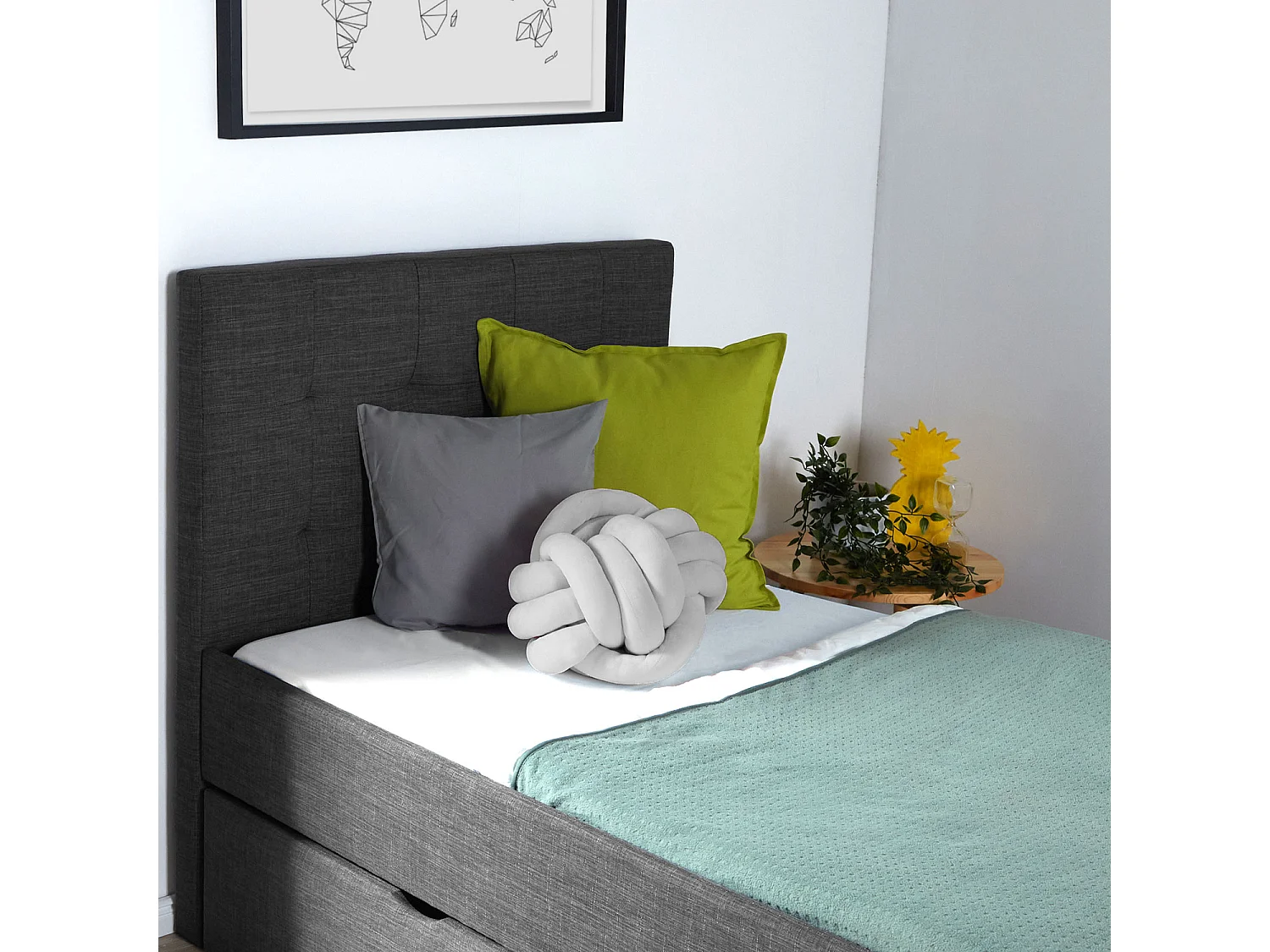 Bettgestell 90x200 cm Anthrazit Gepolstert