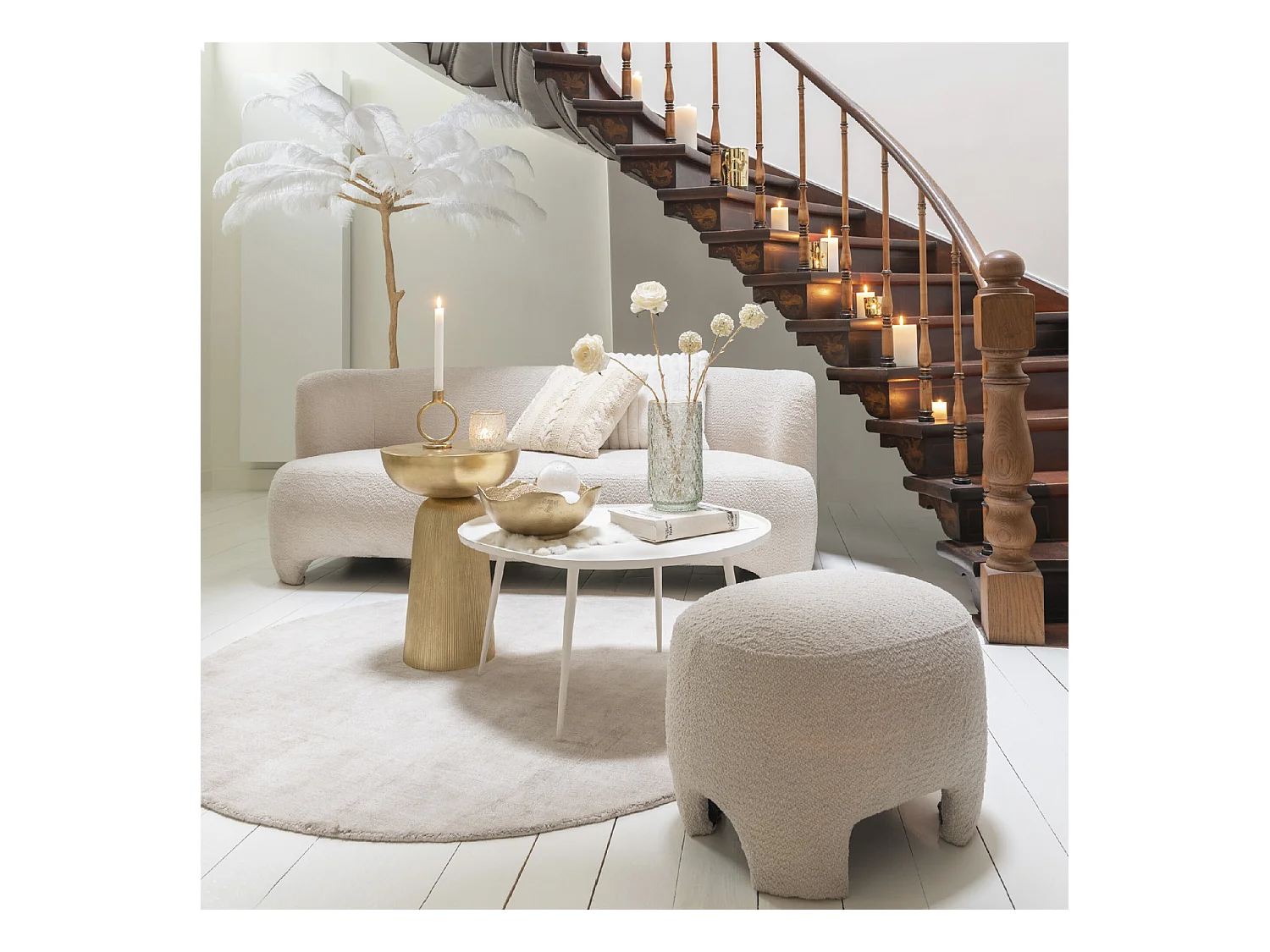 Canapé 3 Places Tricoté "Erwin" 193cm Blanc