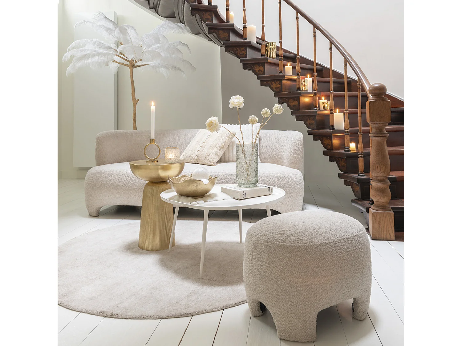 Canapé 3 Places Tricoté "Erwin" 193cm Blanc