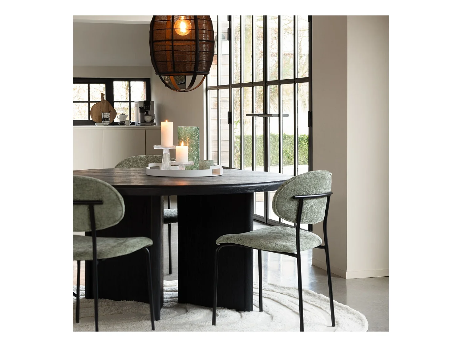 Table à Manger Ronde "Teck" 150cm Noir