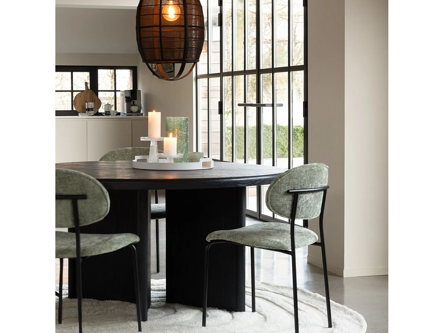 Table à Manger Ronde "Teck" 150cm Noir