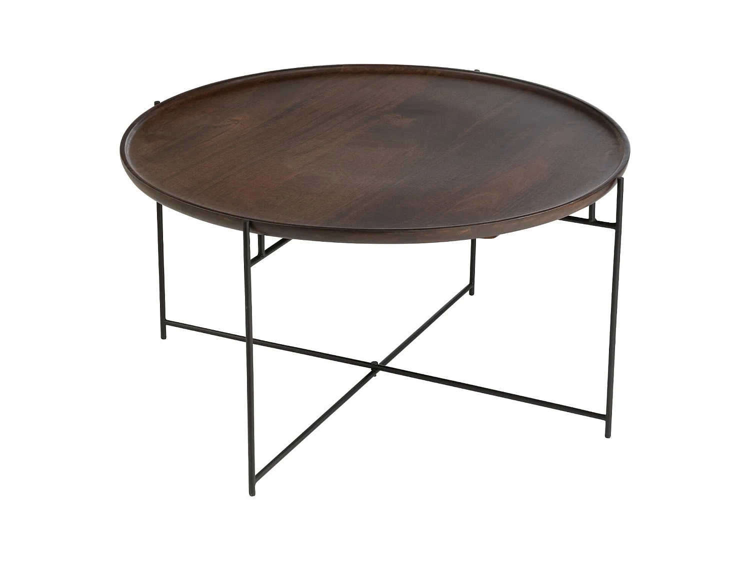 Mesa de centro redonda para salón de madera de mango