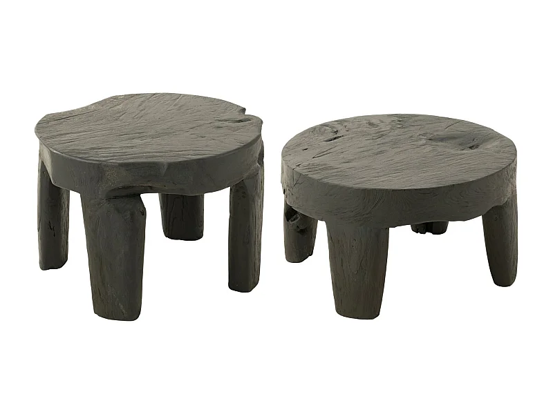 Juego de 2 mesas de centro redondas en madera de teca