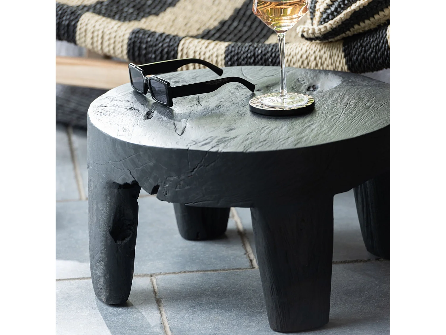 Juego de 2 mesas de centro redondas en madera de teca