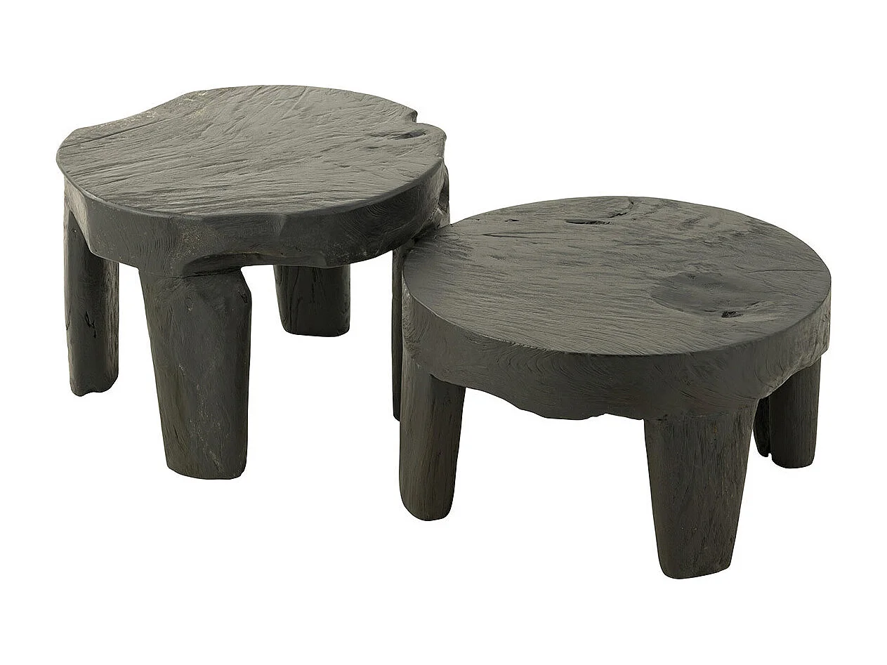 Juego de 2 mesas de centro redondas en madera de teca