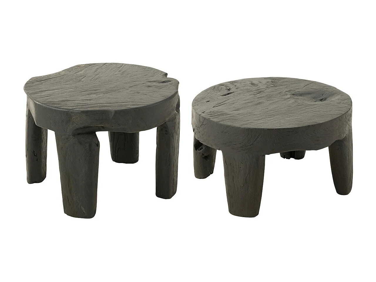 Juego de 2 mesas de centro redondas en madera de teca