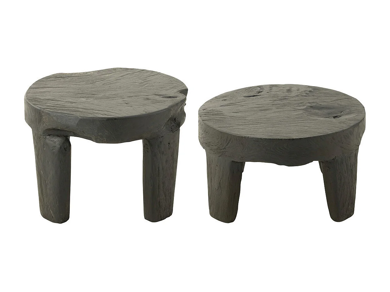 Juego de 2 mesas de centro redondas en madera de teca