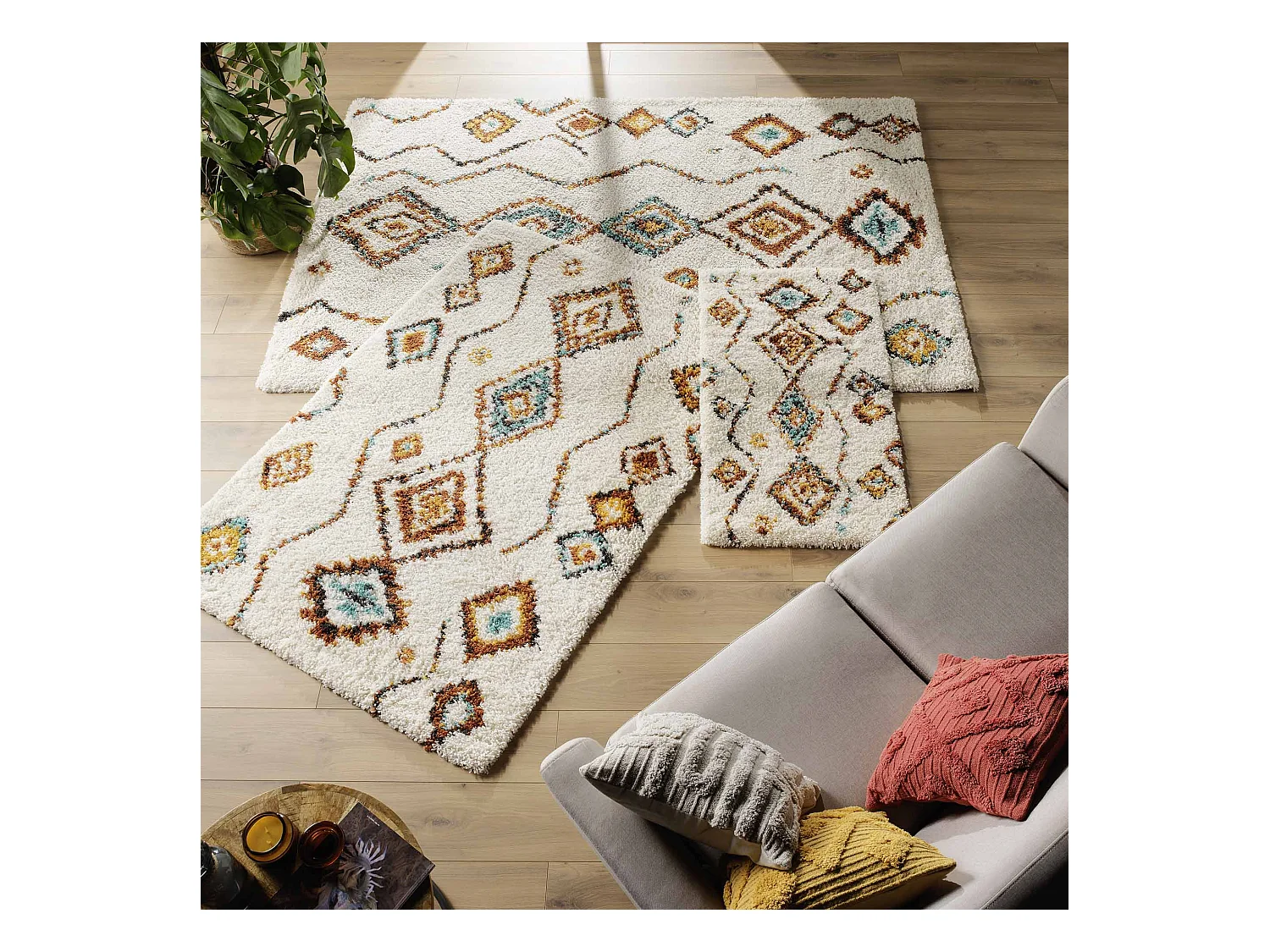 Tapis Déco Shaggy "Vasco" 160x230cm Multicolore