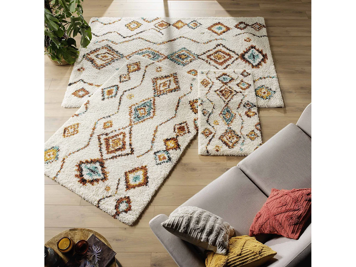 Tapis Déco Shaggy "Vasco" 160x230cm Multicolore