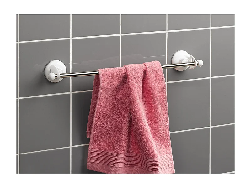 Porte Serviettes 1 Barre "Ventouse" 47cm Argent