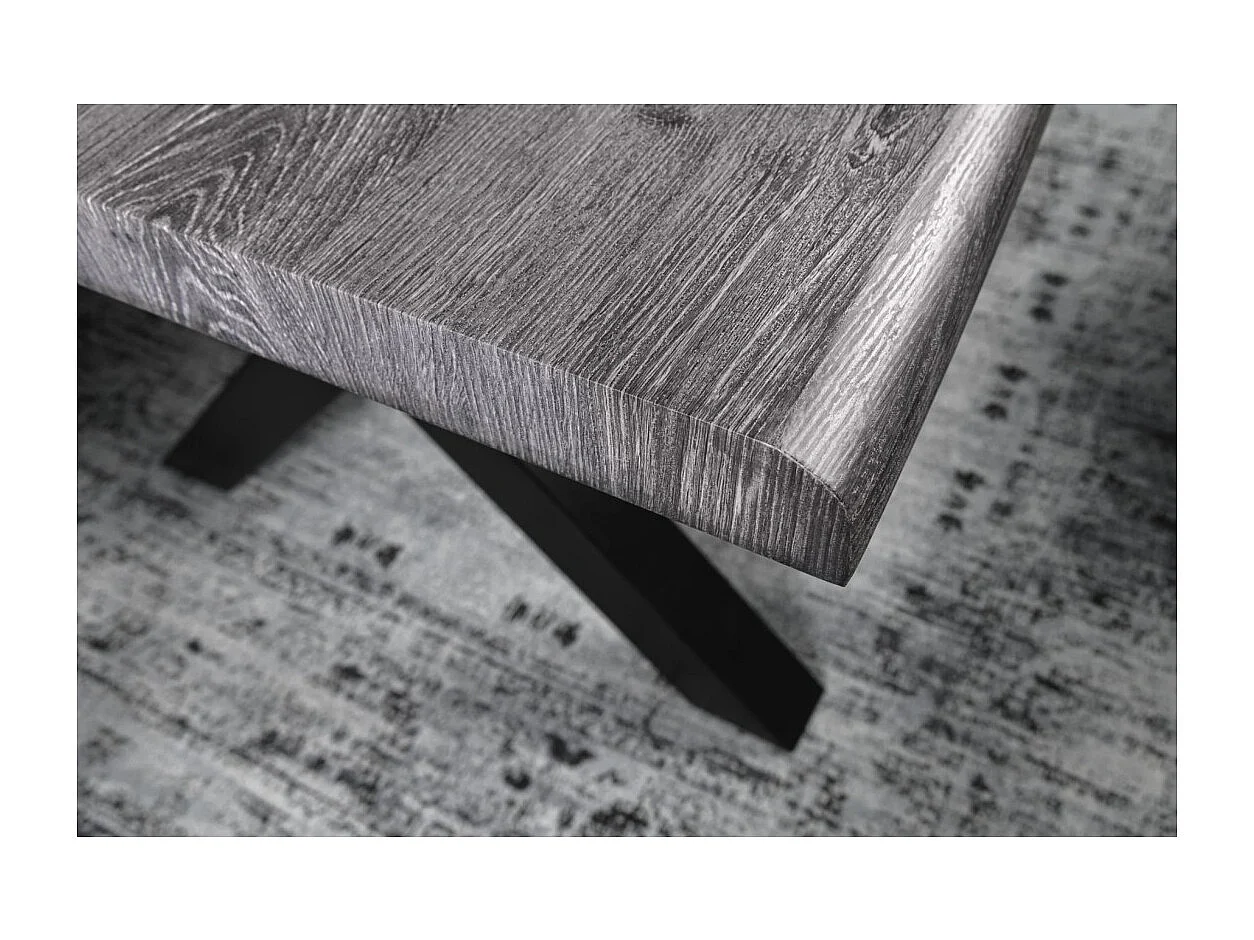 Table de salle à manger RIVET – Rectangulaire 200 cm – Bois gris et métal noir