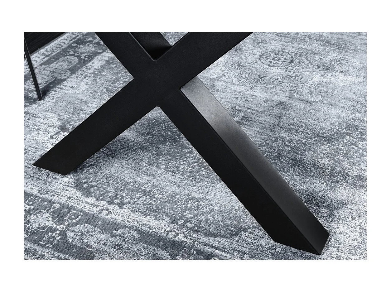 Table de salle à manger RIVET – Rectangulaire 200 cm – Bois gris et métal noir