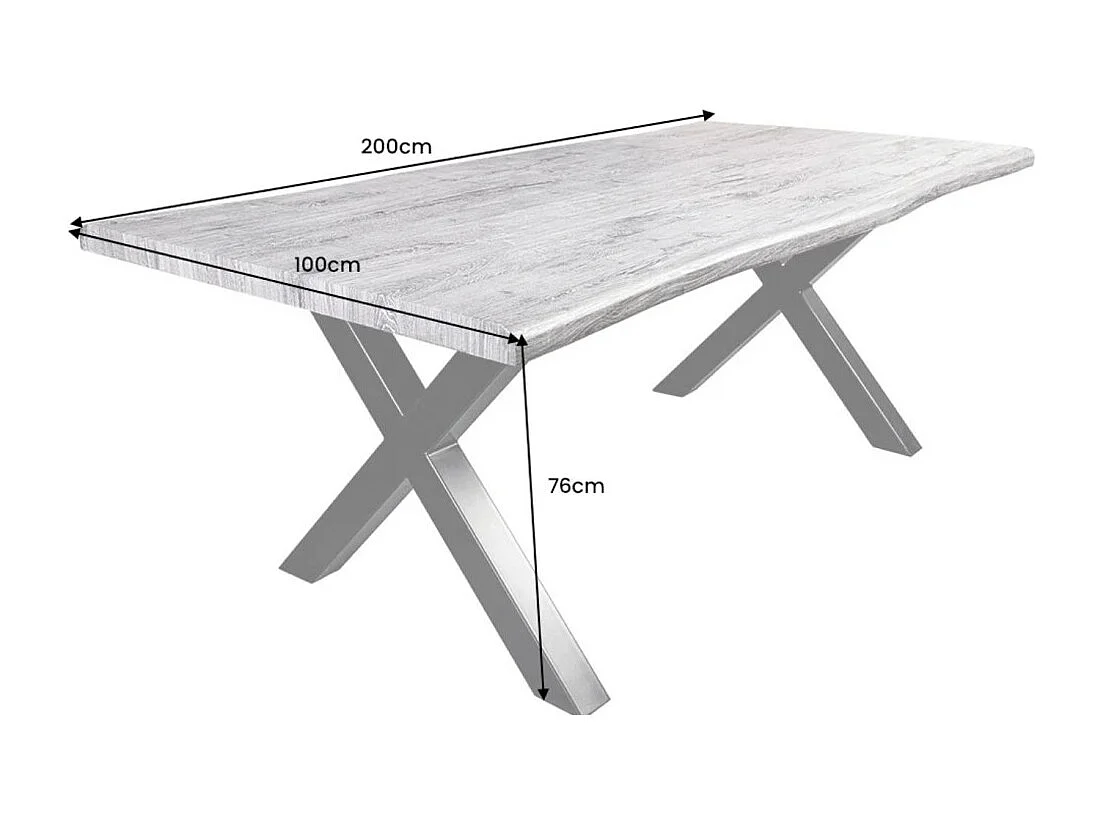 Table de salle à manger RIVET – Rectangulaire 200 cm – Bois gris et métal noir