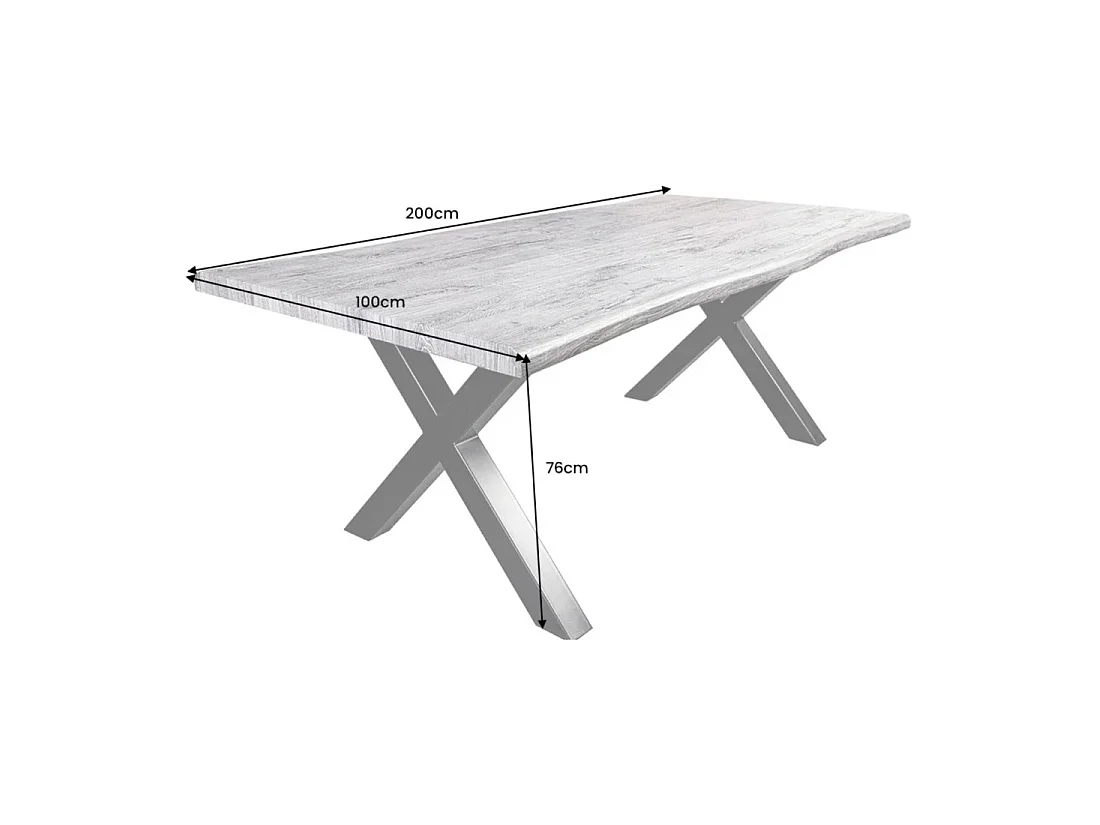 Eettafel RIVET – Rechthoekig 200 cm – Grijs hout en zwart metaal