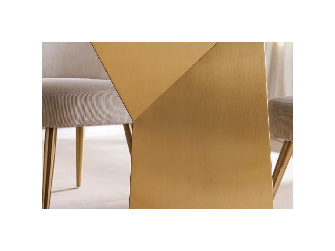 Table de salle à manger OREA – Rectangulaire – Marbre blanc et doré – Pieds métal – Style chic et moderne