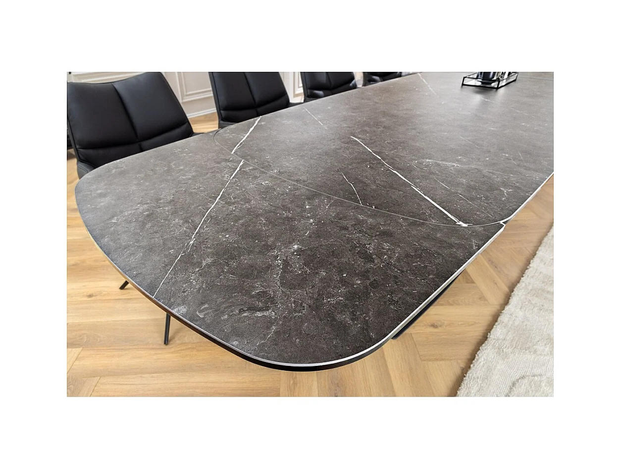 Table AZURA – Extensible 180 à 260 cm – Rectangulaire – Effet marbre gris graphite – Design contemporain
