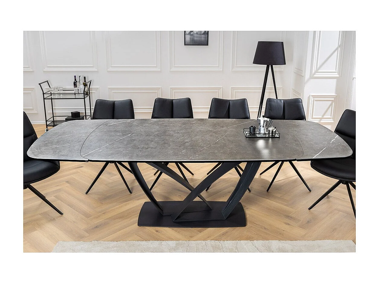 Table AZURA – Extensible 180 à 260 cm – Rectangulaire – Effet marbre gris graphite – Design contemporain