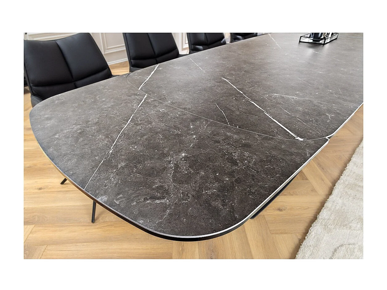Table AZURA – Extensible 180 à 260 cm – Rectangulaire – Effet marbre gris graphite – Design contemporain