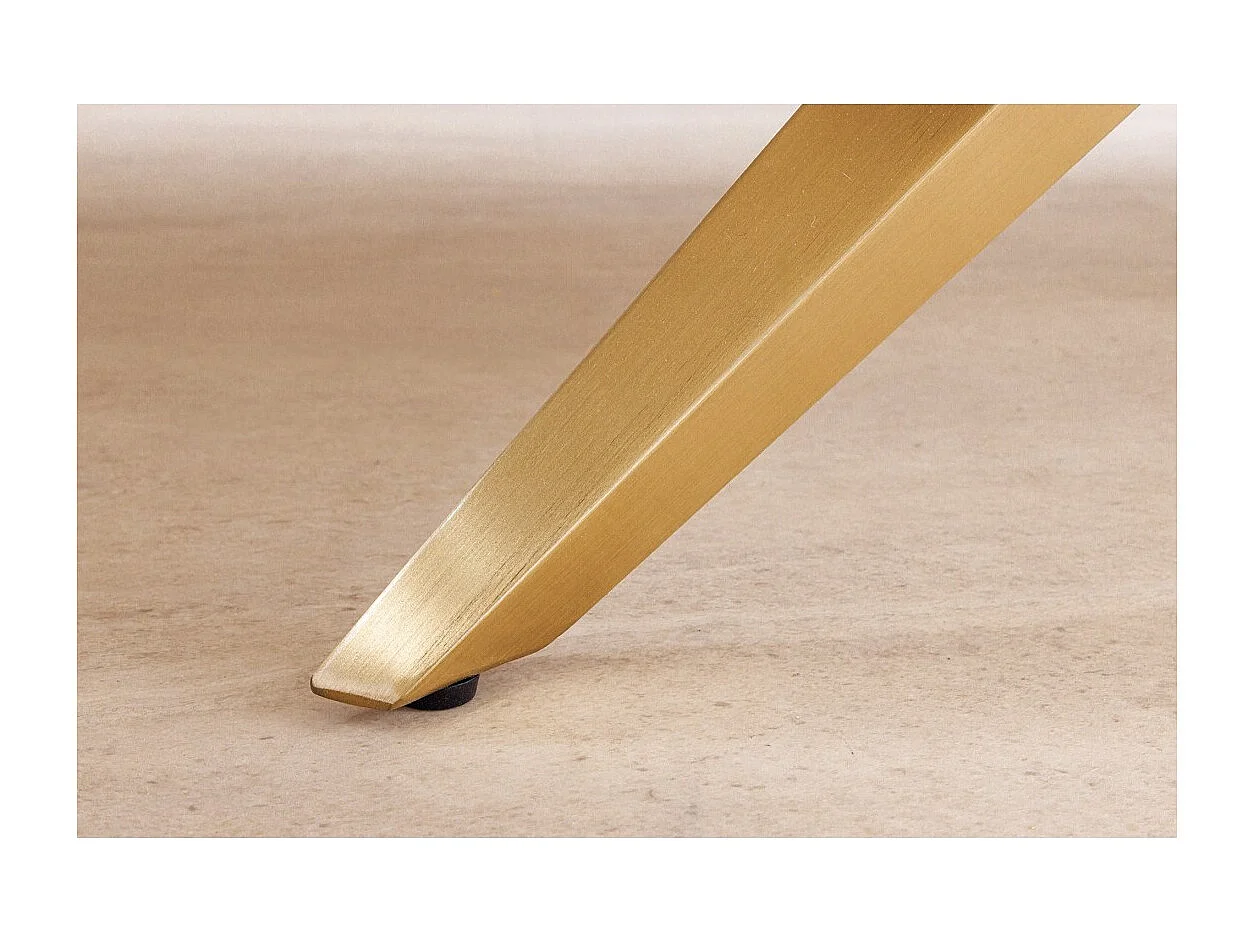 Table de salle à manger AXIS – Rectangulaire 200 cm – Effet marbre blanc – Pieds métal coloris or – Style chic