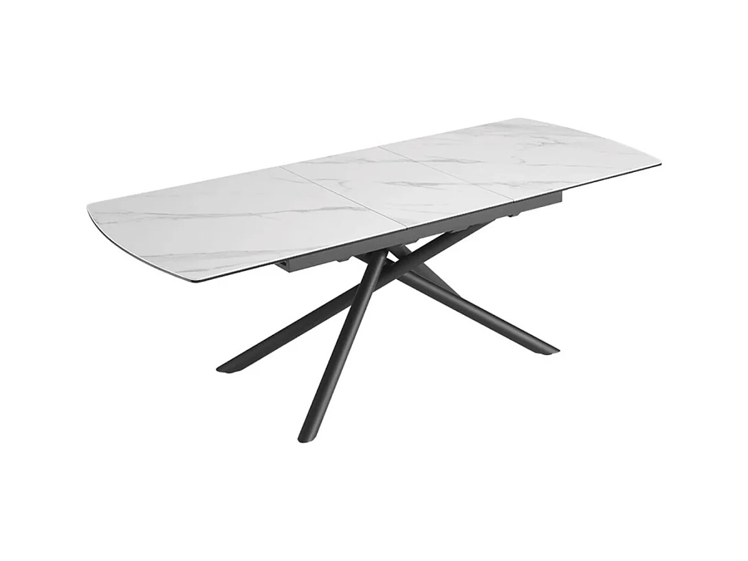 Table de salle à manger OPHIRA – Extensible 180 à 230 cm – Effet marbre blanc – Pieds métal – Style contemporain