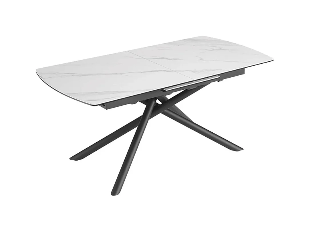Table de salle à manger OPHIRA – Extensible 180 à 230 cm – Effet marbre blanc – Pieds métal – Style contemporain