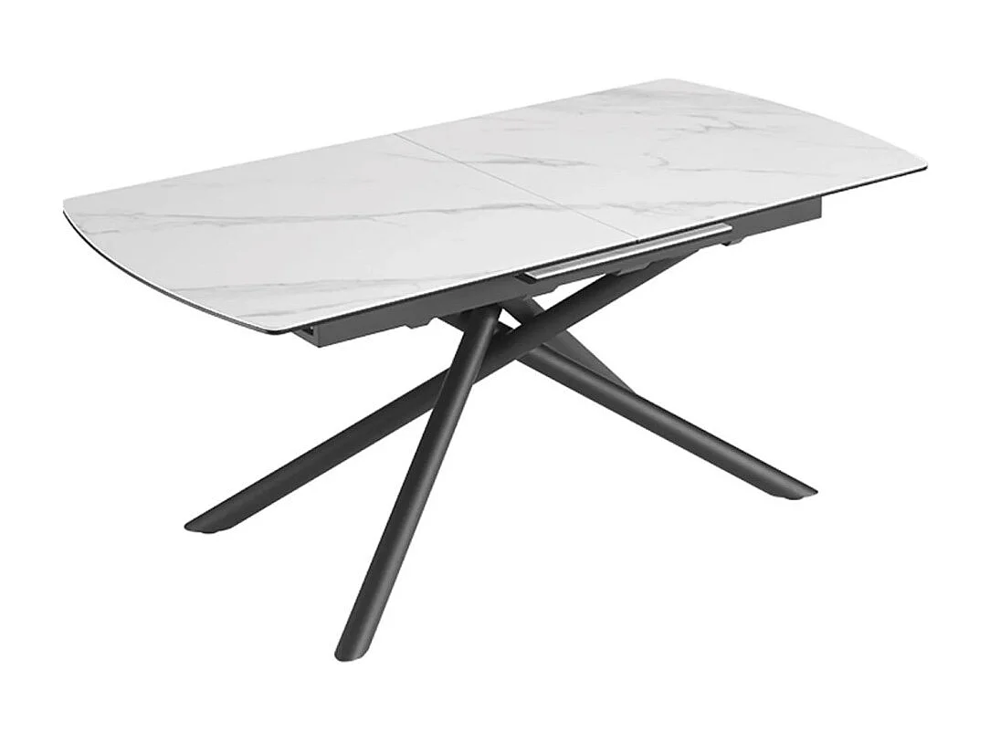 Table de salle à manger OPHIRA – Extensible 180 à 230 cm – Effet marbre blanc – Pieds métal – Style contemporain