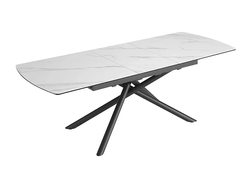 Table de salle à manger OPHIRA – Extensible 180 à 230 cm – Effet marbre blanc – Pieds métal – Style contemporain