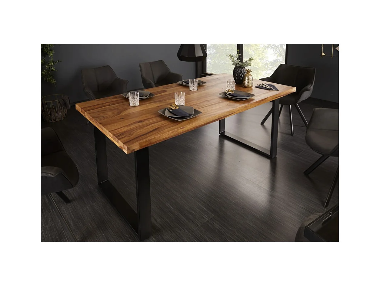Table LODEN – Rectangulaire 160 cm – Bois Sheesham et métal – Style industriel