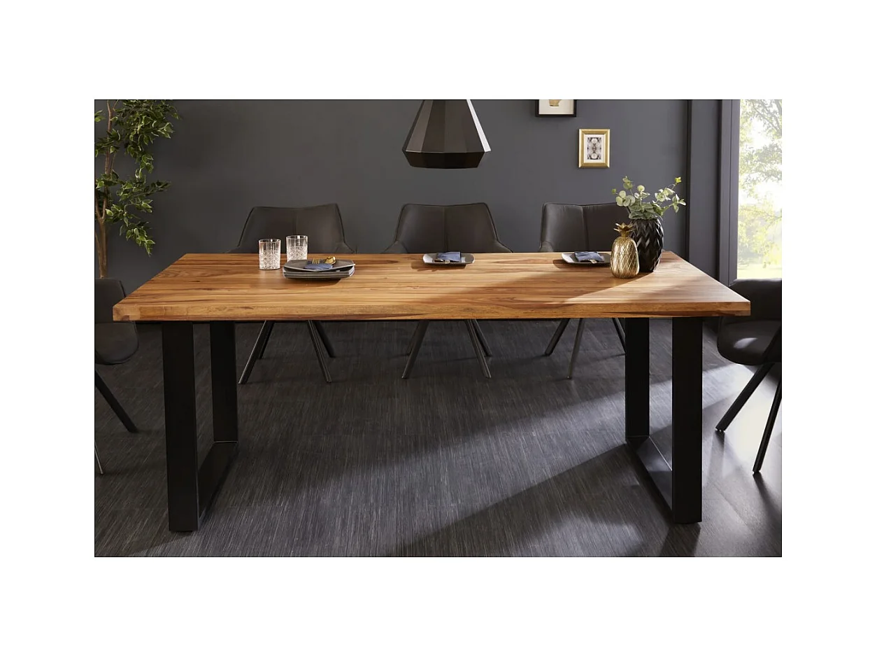 Table LODEN – Rectangulaire 160 cm – Bois Sheesham et métal – Style industriel