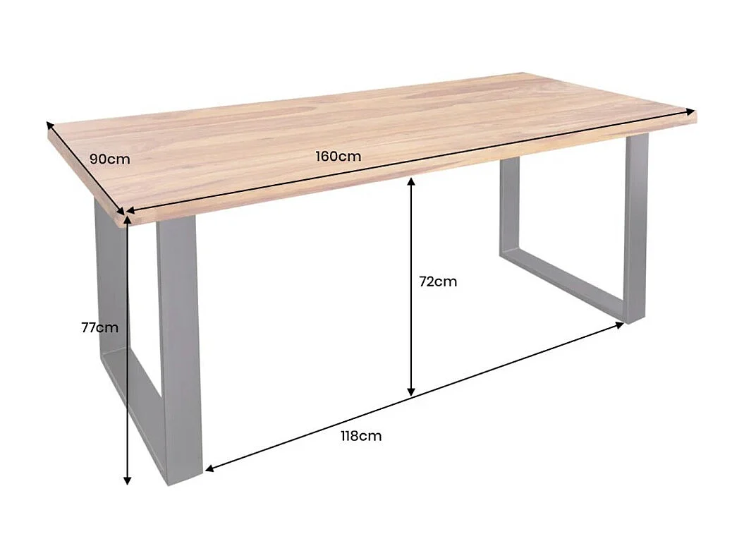 Table LODEN – Rectangulaire 160 cm – Bois Sheesham et métal – Style industriel