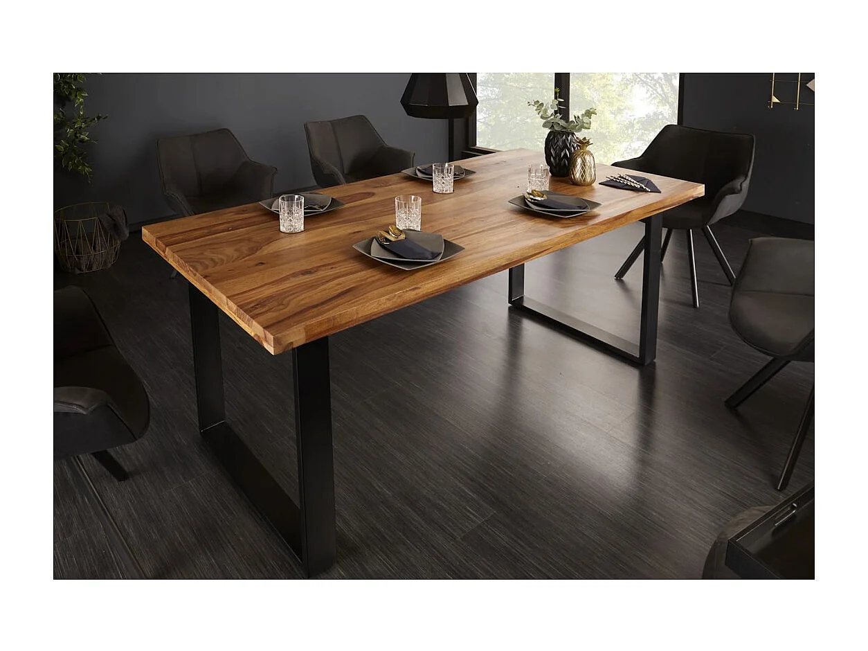Table LODEN – Rectangulaire 160 cm – Bois Sheesham et métal – Style industriel