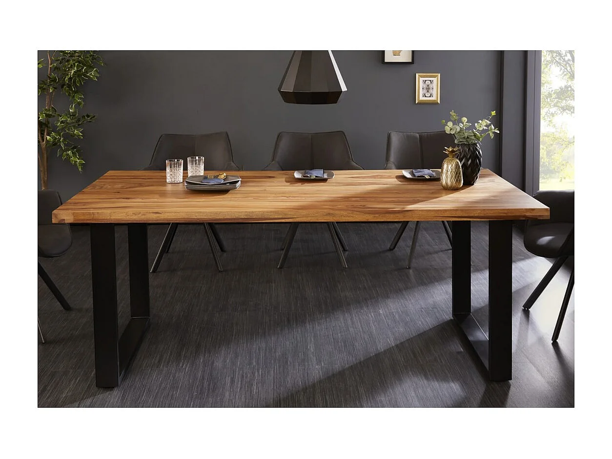 Table LODEN – Rectangulaire 160 cm – Bois Sheesham et métal – Style industriel