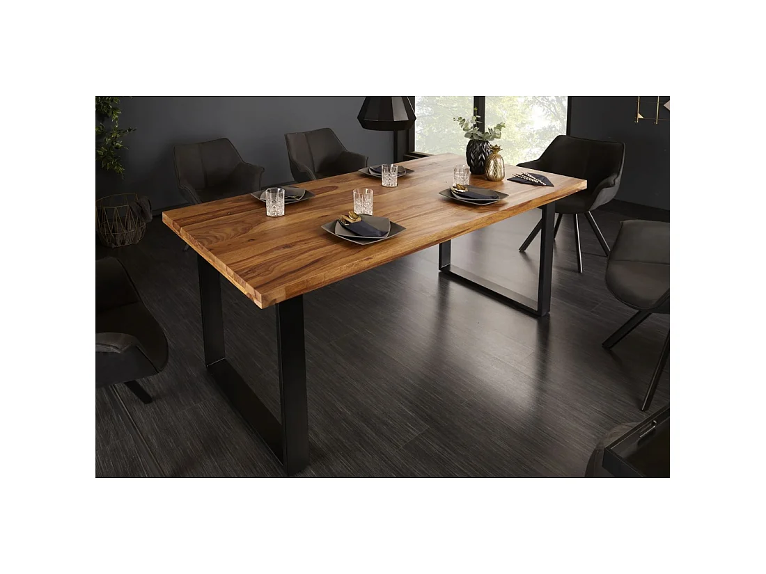 Table LODEN – Rechteckig 160 cm – Sheeshamholz und Metall – Industriestil