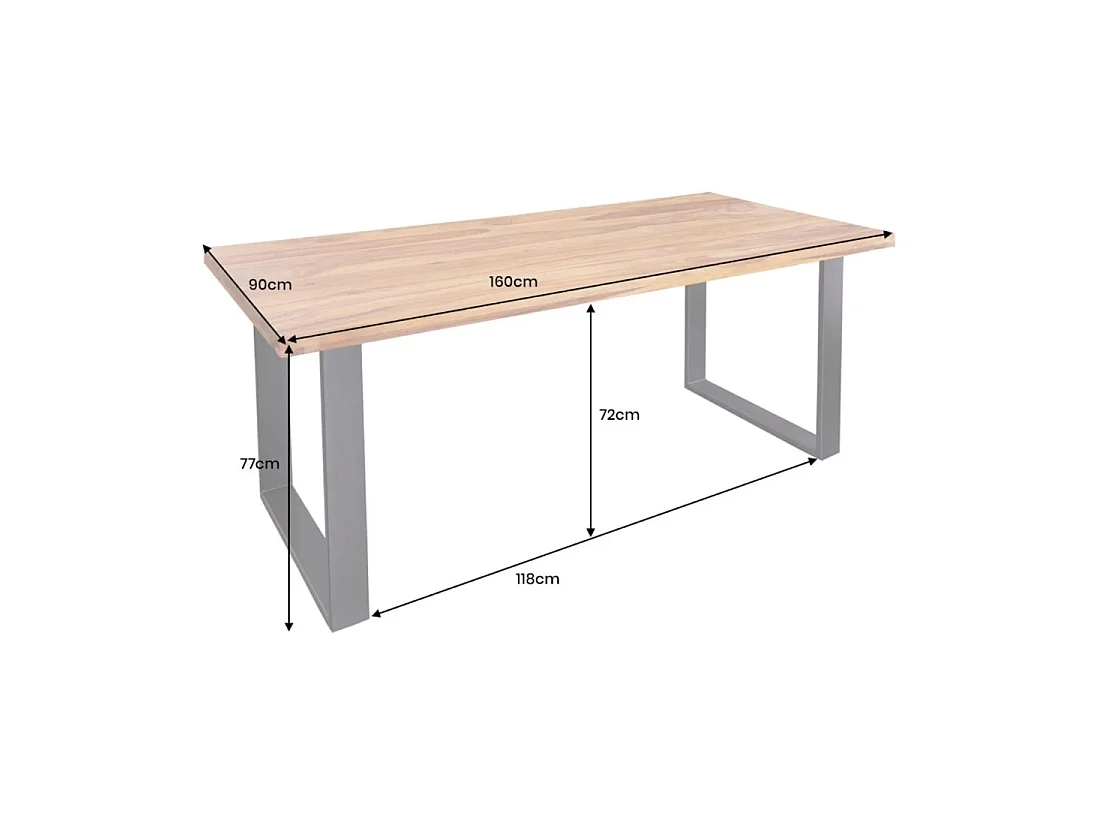 Table LODEN – Rechteckig 160 cm – Sheeshamholz und Metall – Industriestil