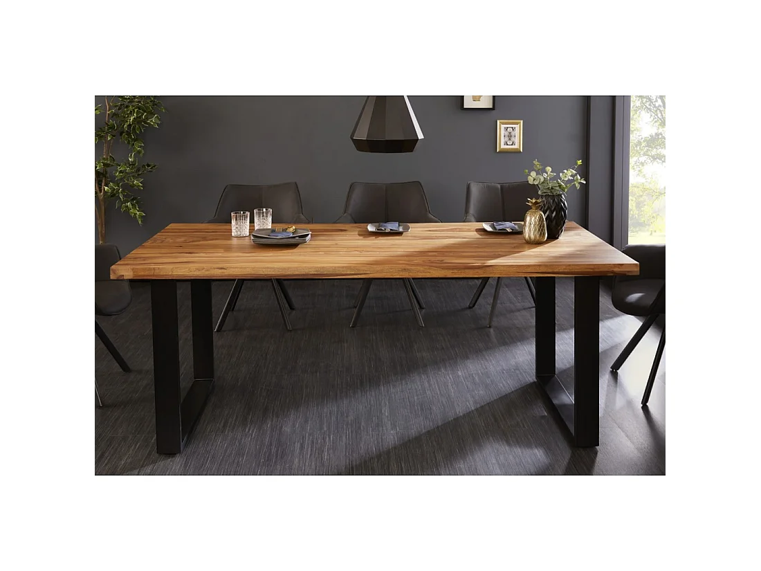 Table LODEN – Rechteckig 160 cm – Sheeshamholz und Metall – Industriestil