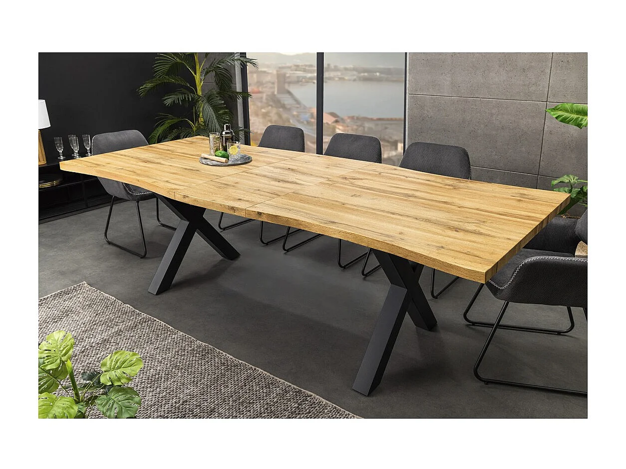 Table de salle à manger RIVET – Extensible 160 à 200 cm – Bois et métal noir – Style industriel