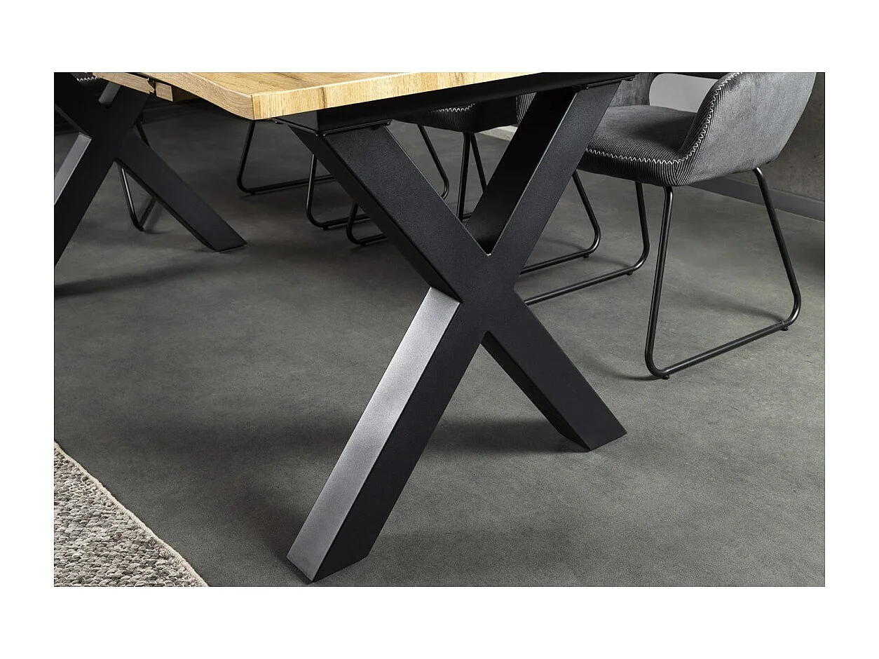 Table de salle à manger RIVET – Extensible 160 à 200 cm – Bois et métal noir – Style industriel