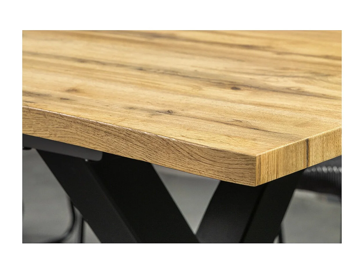 Table de salle à manger RIVET – Extensible 160 à 200 cm – Bois et métal noir – Style industriel
