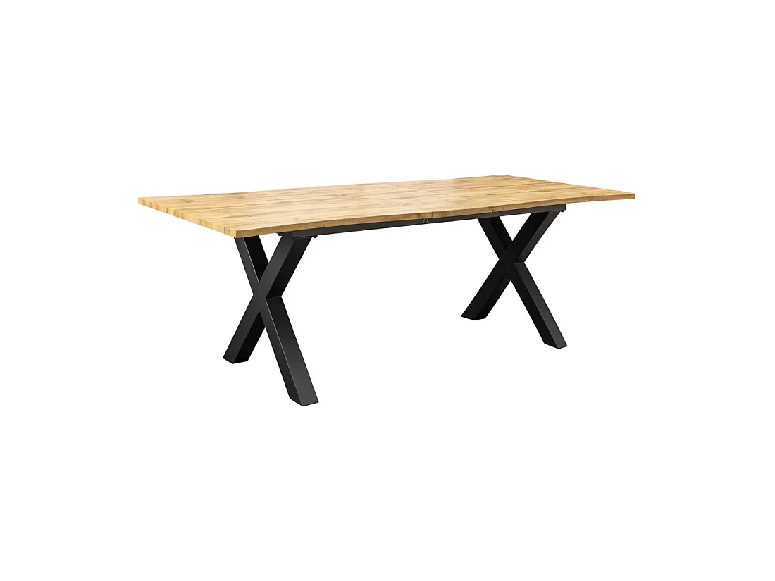 Table de salle à manger RIVET – Extensible 160 à 200 cm – MDF et métal noir – Style industriel