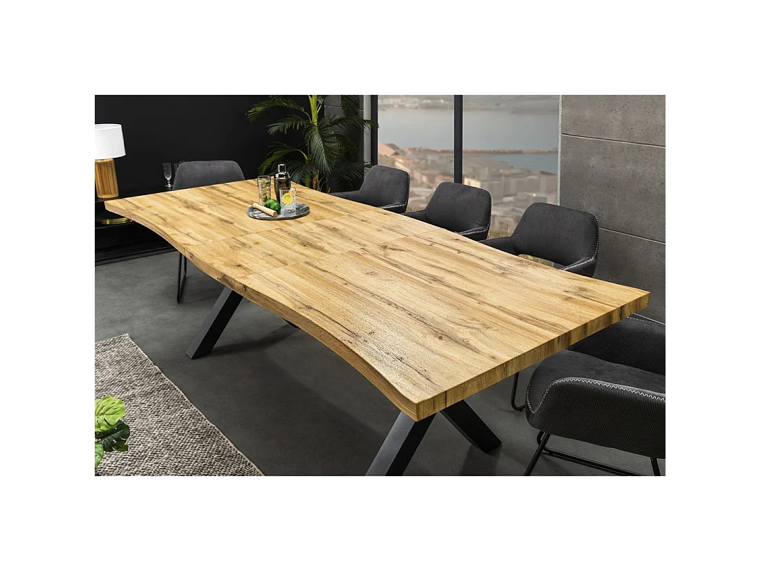 Table de salle à manger RIVET – Extensible 160 à 200 cm – MDF et métal noir – Style industriel