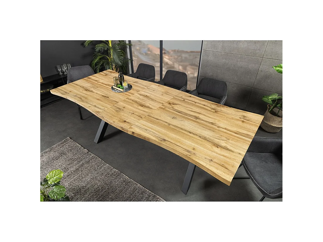 Table de salle à manger RIVET – Extensible 160 à 200 cm – MDF et métal noir – Style industriel