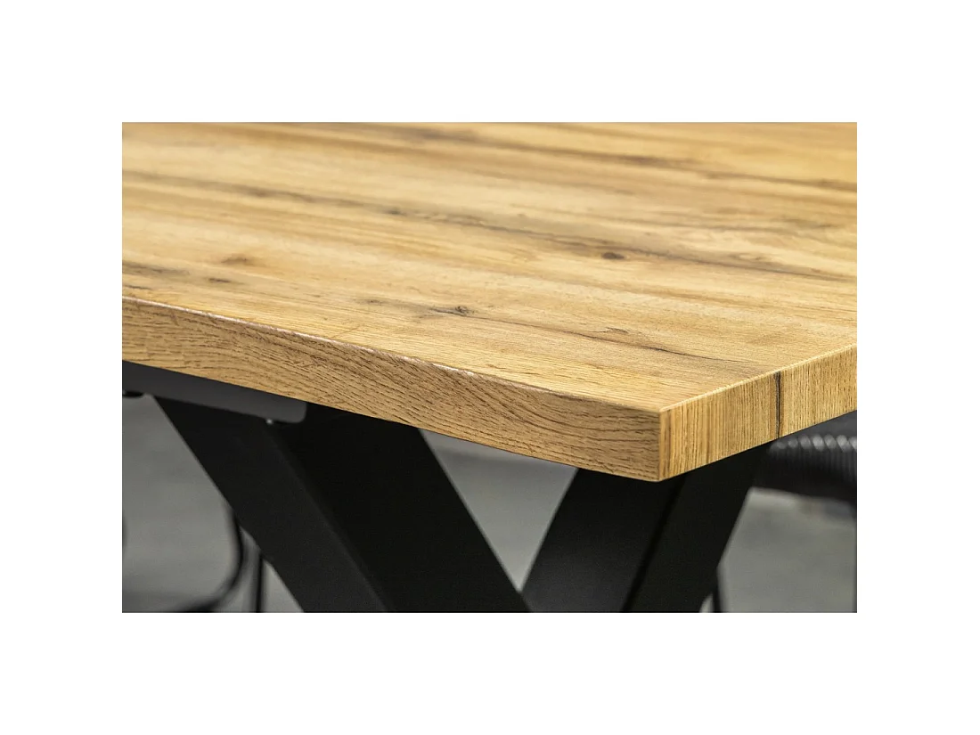 Table de salle à manger RIVET – Extensible 160 à 200 cm – MDF et métal noir – Style industriel