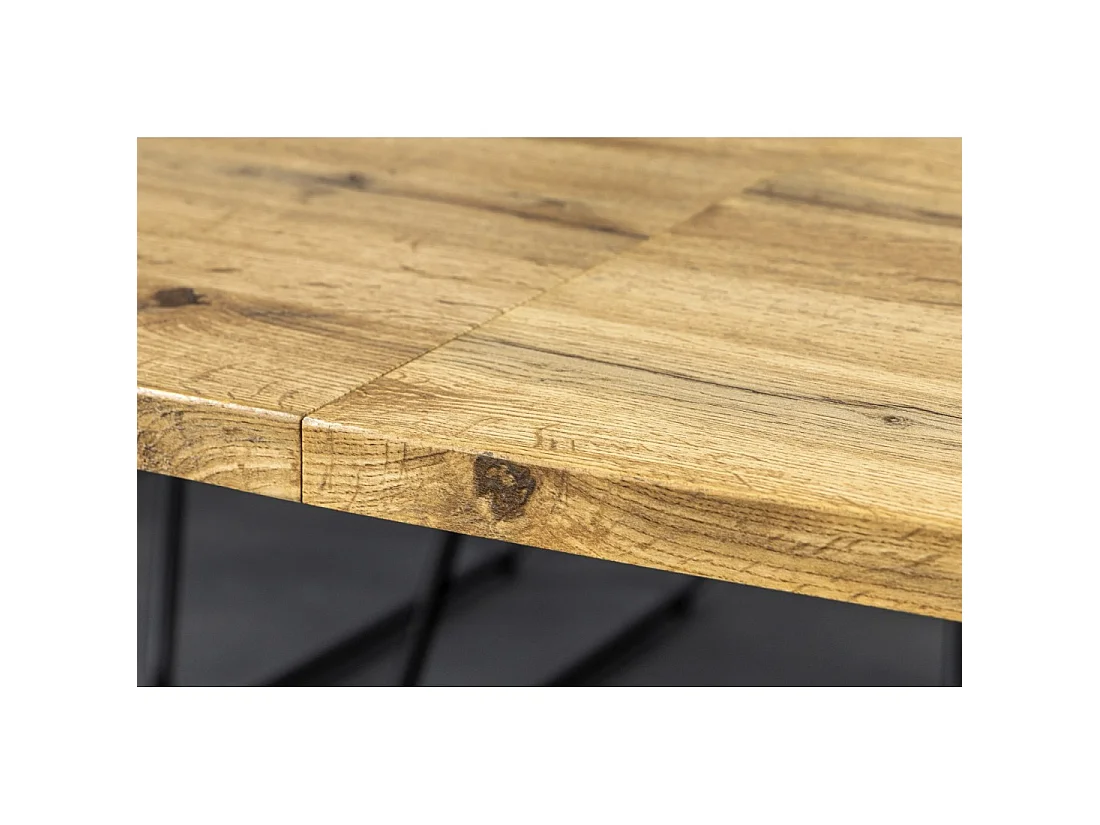 Table de salle à manger RIVET – Extensible 160 à 200 cm – MDF et métal noir – Style industriel