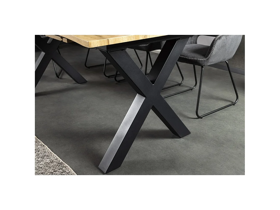 Table de salle à manger RIVET – Extensible 160 à 200 cm – MDF et métal noir – Style industriel