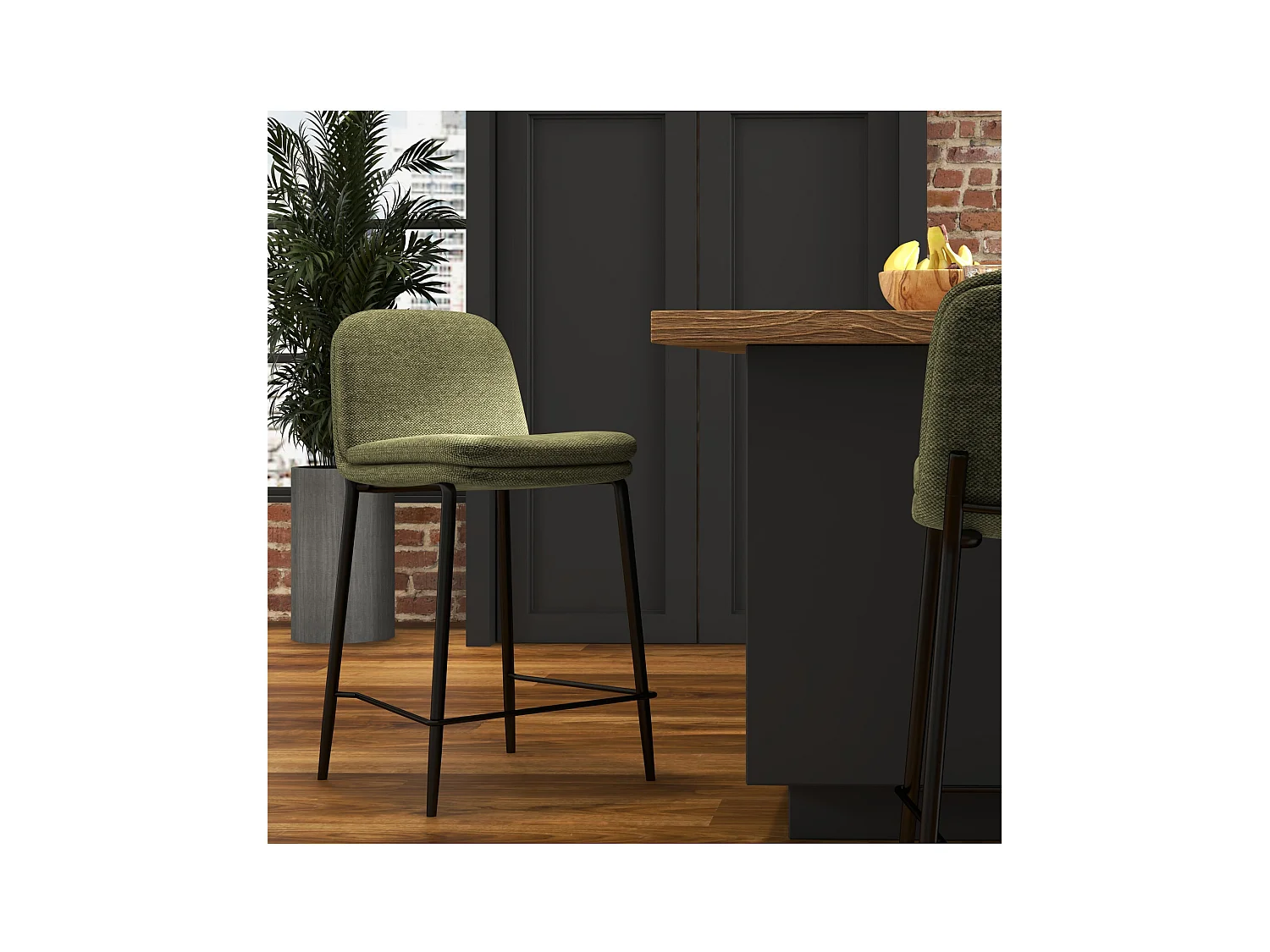 NOLAN-Sedia da bar in tessuto Luxury Kaki (x2)