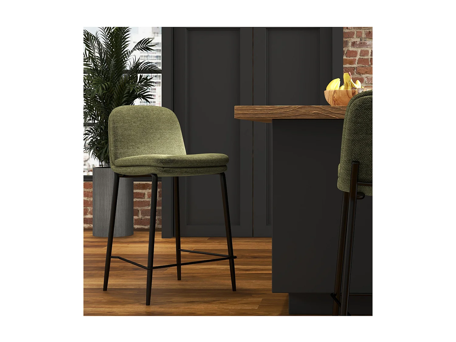 NOLAN-Sedia da bar in tessuto Luxury Kaki (x2)