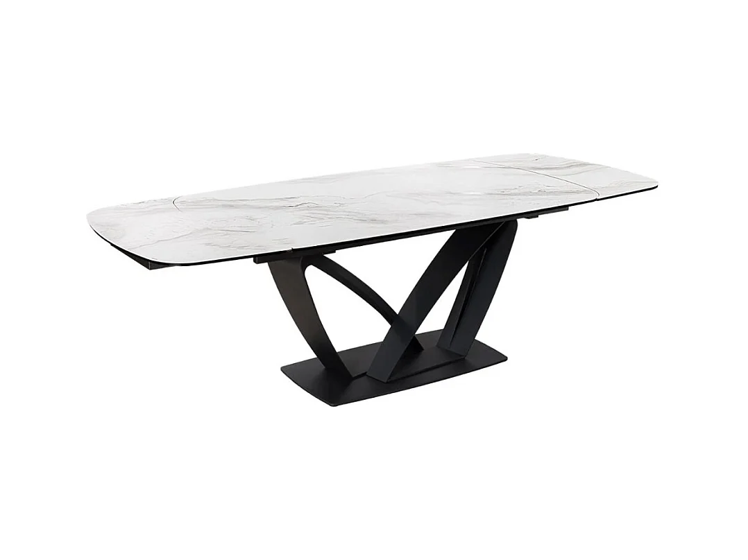 Table AZURA – Extensible 180 à 260 cm – Rectangulaire – Effet marbre blanc – Design contemporain