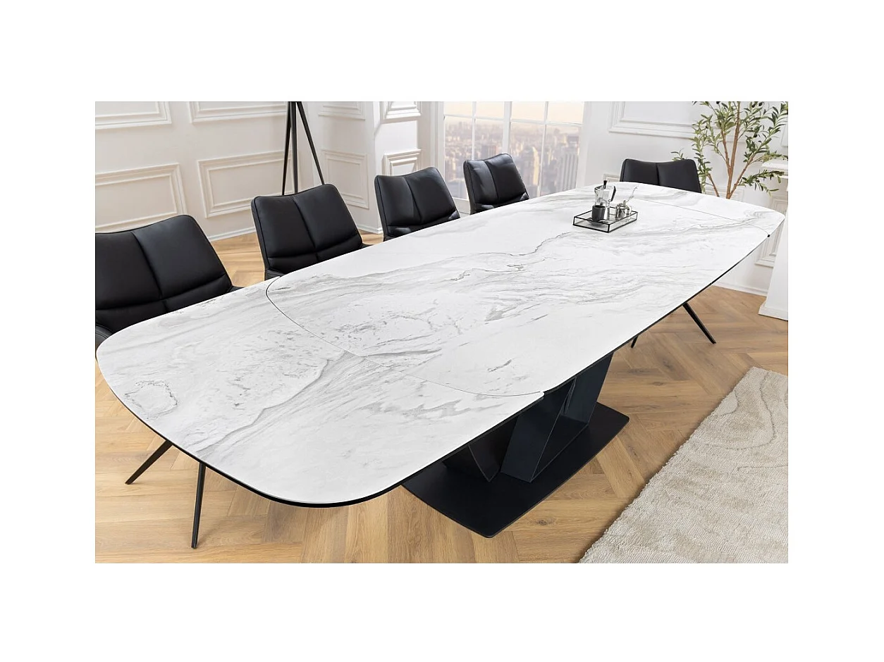 Table AZURA – Extensible 180 à 260 cm – Rectangulaire – Effet marbre blanc – Design contemporain