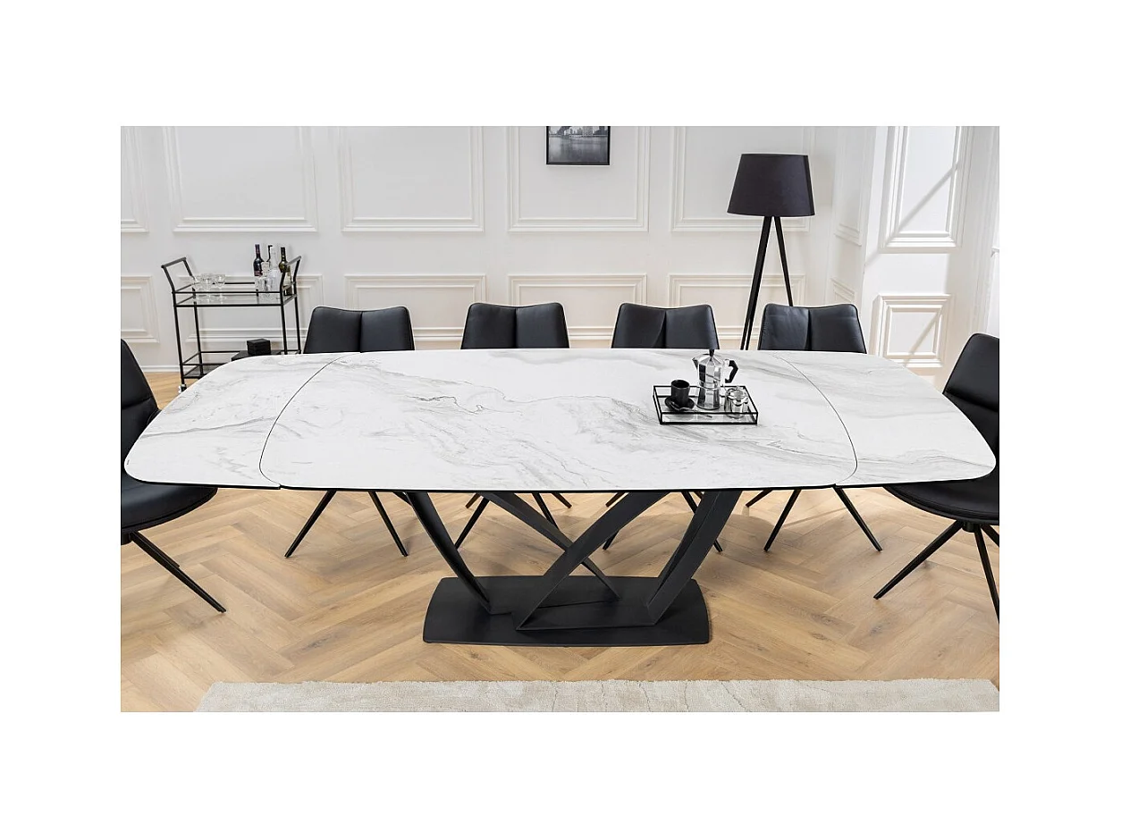Table AZURA – Extensible 180 à 260 cm – Rectangulaire – Effet marbre blanc – Design contemporain
