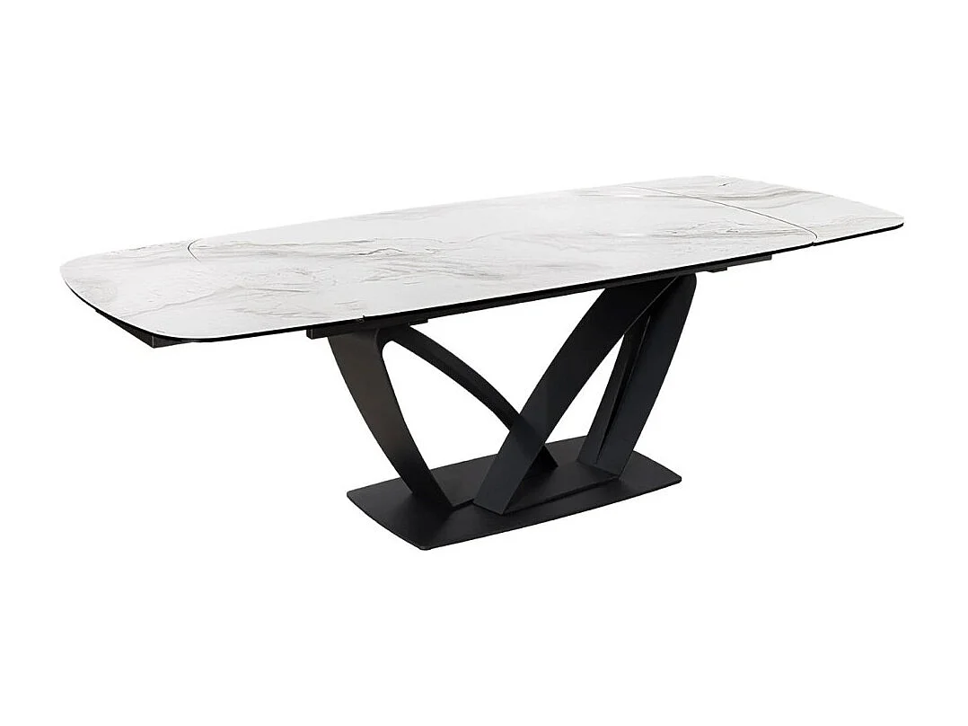Table AZURA – Extensible 180 à 260 cm – Rectangulaire – Effet marbre blanc – Design contemporain